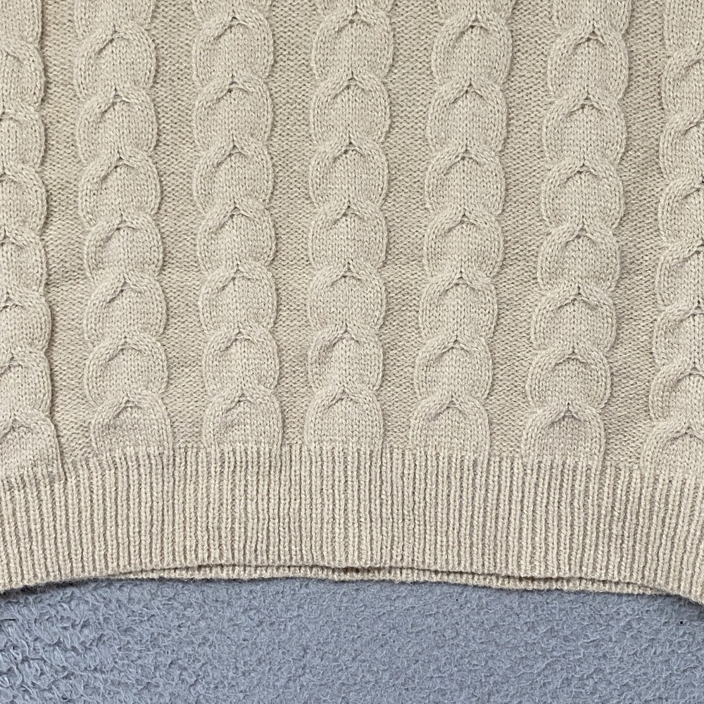 Cider Sweater Vest Womens M Beige Cable Knit Turtleneck Sleeveless Layering - Picture 4 of 13